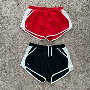 Dry fit underarmor shorts, size M, black and red